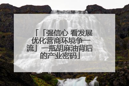 「强信心 看发展 优化营商环境争一流」一瓶胡麻油背后的产业密码