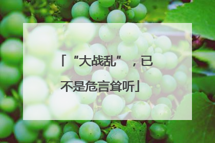 “大战乱”，已不是危言耸听