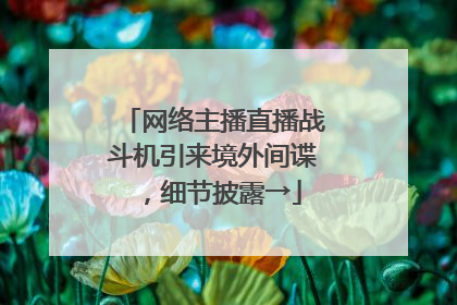 网络主播直播战斗机引来境外间谍，细节披露→