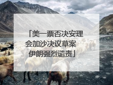 美一票否决安理会加沙决议草案 伊朗强烈谴责
