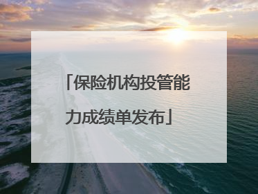 保险机构投管能力成绩单发布