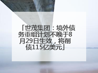 世茂集团：境外债务重组计划不晚于8月29日生效，将削债115亿美元