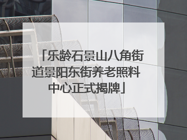 乐龄石景山八角街道景阳东街养老照料中心正式揭牌