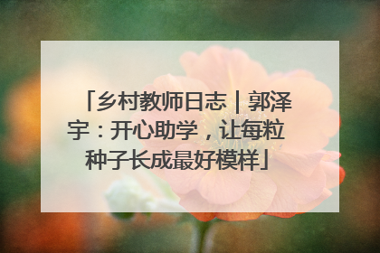 乡村教师日志｜郭泽宇：开心助学，让每粒种子长成最好模样