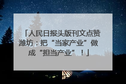 人民日报头版刊文点赞潍坊：把“当家产业”做成“担当产业”！