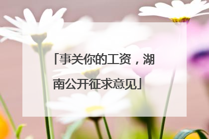 事关你的工资，湖南公开征求意见