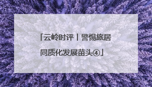 云岭时评丨警惕旅居同质化发展苗头④