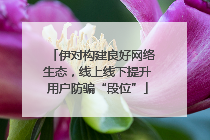 伊对构建良好网络生态，线上线下提升用户防骗“段位”