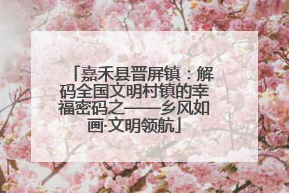 嘉禾县晋屏镇：解码全国文明村镇的幸福密码之——乡风如画·文明领航