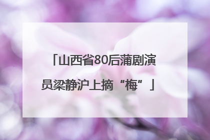 山西省80后蒲剧演员梁静沪上摘“梅”