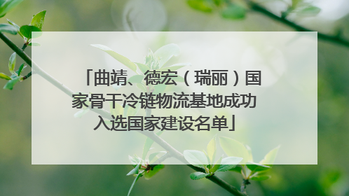 曲靖、德宏（瑞丽）国家骨干冷链物流基地成功入选国家建设名单