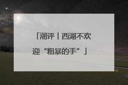 潮评丨西湖不欢迎“粗暴的手”