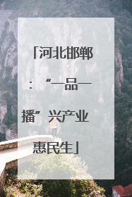 河北邯郸：“一品一播”兴产业惠民生