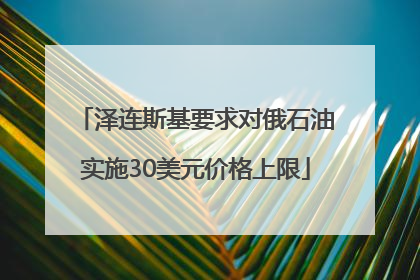 泽连斯基要求对俄石油实施30美元价格上限