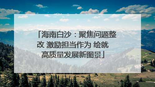 海南白沙：聚焦问题整改 激励担当作为 绘就高质量发展新图景