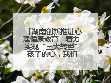 湖南创新推进心理健康教育，着力实现“三大转型” 孩子的心，我们温暖守护