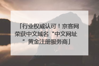 行业权威认可！京客网荣获中文域名“中文网址”黄金注册服务商