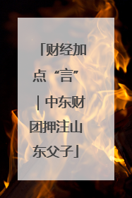 财经加点“言”｜中东财团押注山东父子