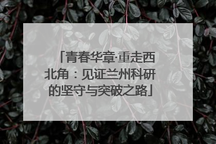青春华章·重走西北角：见证兰州科研的坚守与突破之路