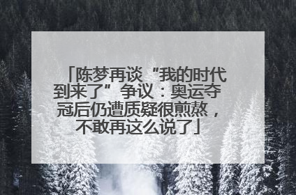 陈梦再谈“我的时代到来了”争议：奥运夺冠后仍遭质疑很煎熬，不敢再这么说了